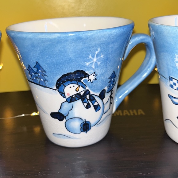 Set of 4 Hidden Valley Hand Painted Cambridge Potteries collection snowmen mugs - Picture 8 of 12